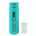 Bouteille en verre double paroi 380ml avec filtre, manchon en Silicone